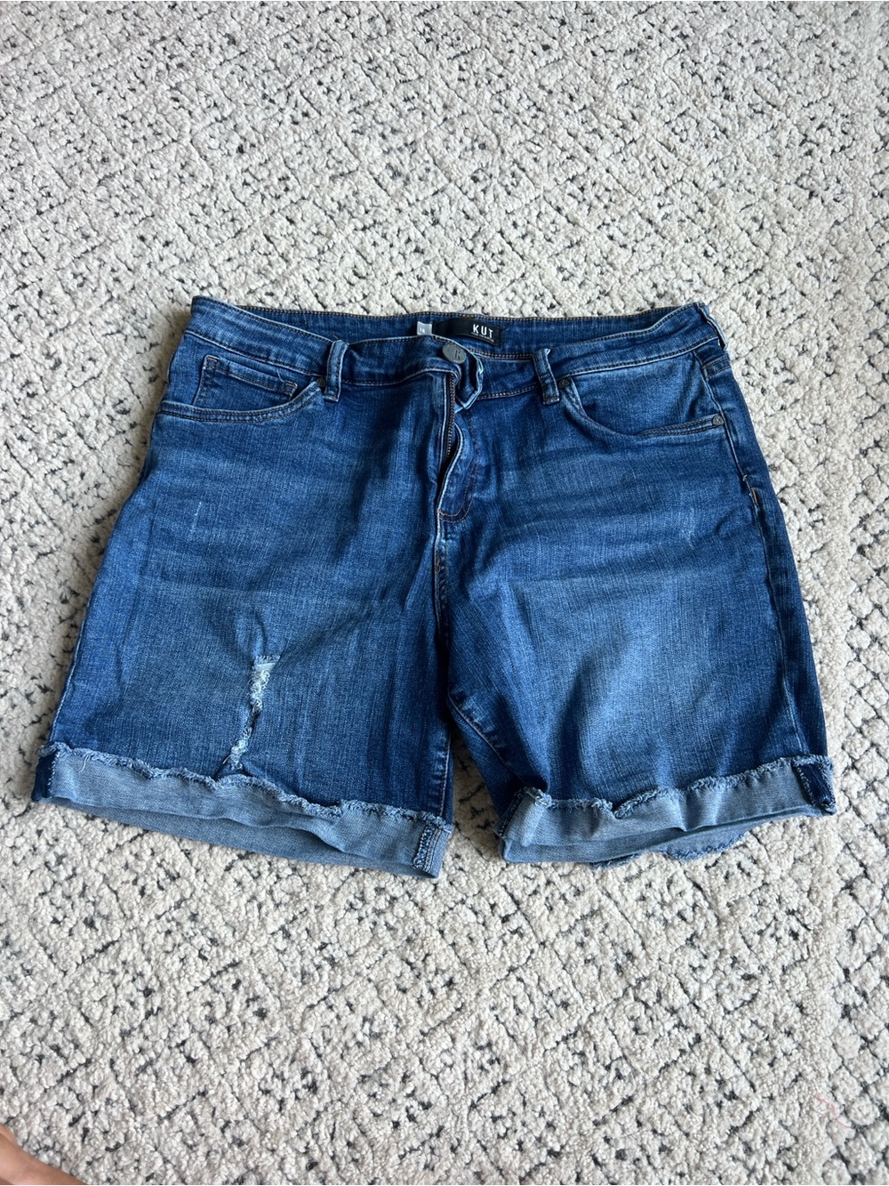 Kut from the Kloth Dark Blue Rolled-Hem Denim Shorts